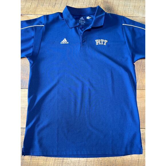 Mens Adidas Climacool Pitt Panthers Navy Blue Polo Shirt Logo Buttons Size M‎ - Picture 1 of 6